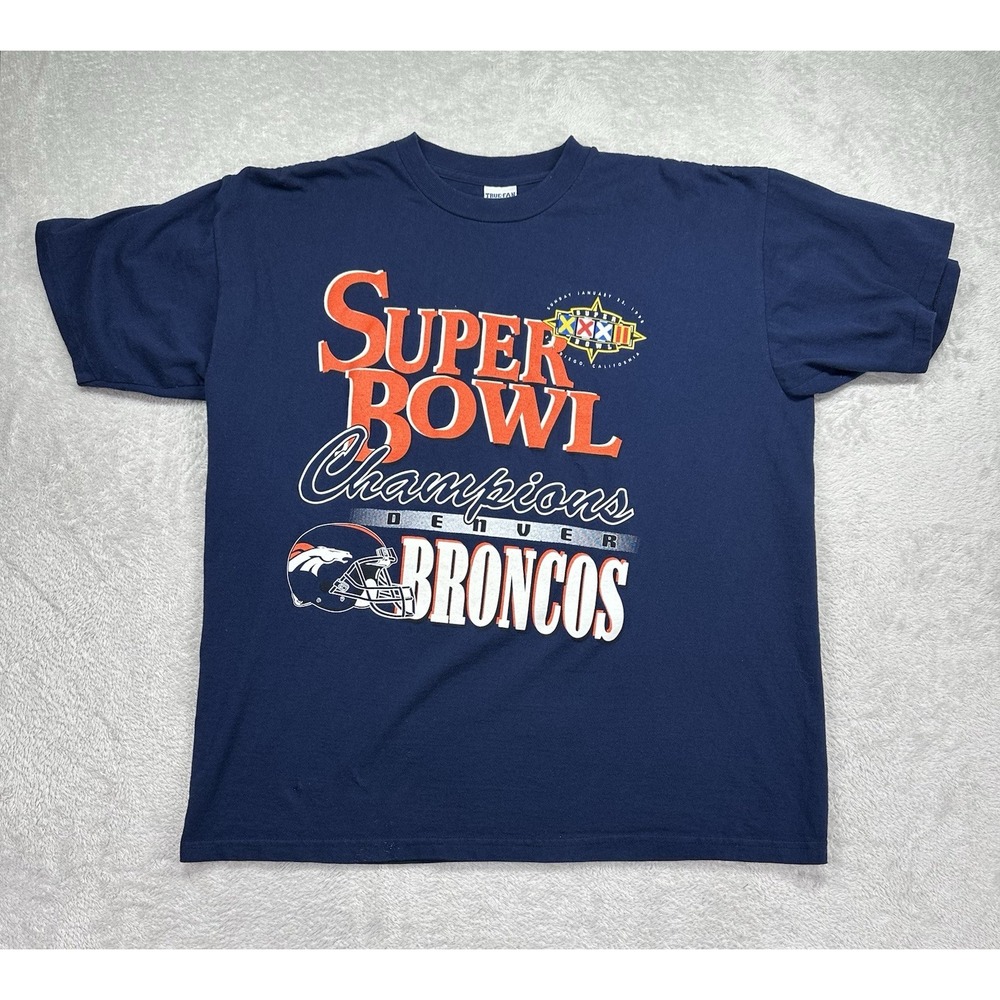 Vintage Denver Broncos Shirt Mens XL Blue Football Super Bowl Champions 1998 NFL